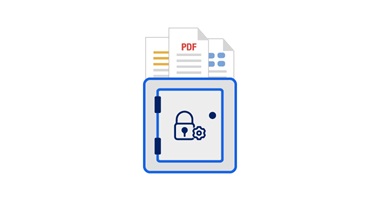 icon of a secure PDF document with a padlock, indicating encrypted or protected content.